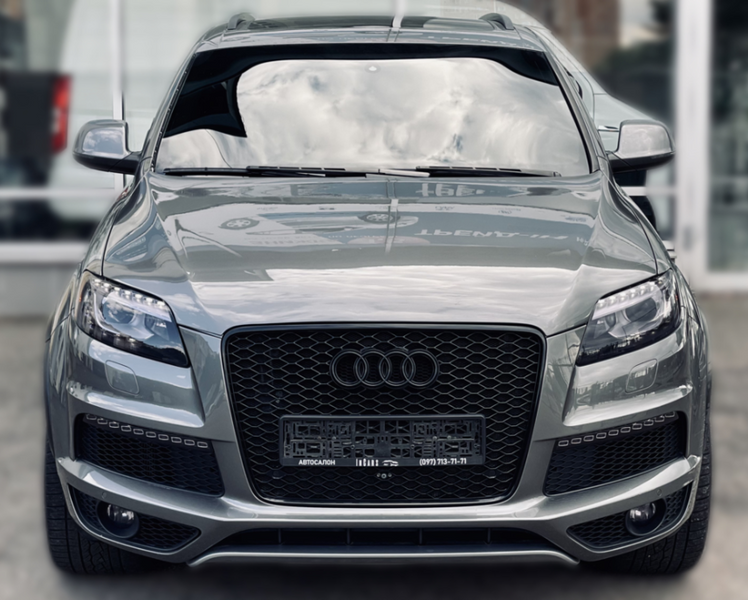 Решетка радиатора на Audi Q7 4L (Стиль RSQ7) Черный глянец Q7-RS142 фото