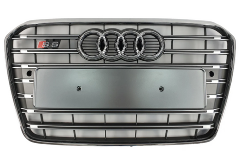 Решетка радиатора на Audi A5 8T (Стиль S-Line S5) Серая с хромом A5-S132 фото