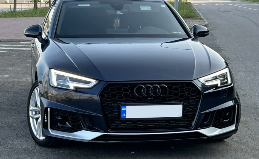 Передний бампер Audi A4 B9 (2015-2019) Стиль RS4 (под радары) AUDIRS4-17B95 фото