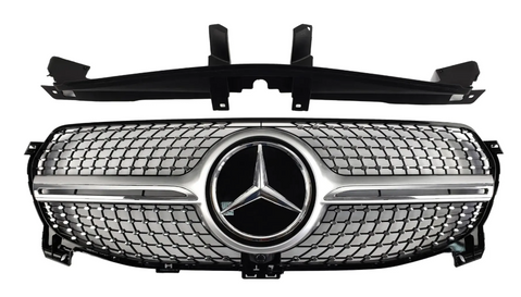 Решітка радіатора на Mercedes GLE-Class W167 (Стиль Diamond) Сіра з хромом MB-NW167192 фото