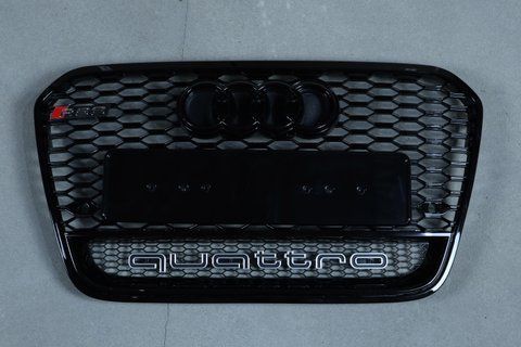 Решетка радиатора на Audi A6 C7 (Стиль RS6 Quattro) Черный глянець A6-RS133 фото