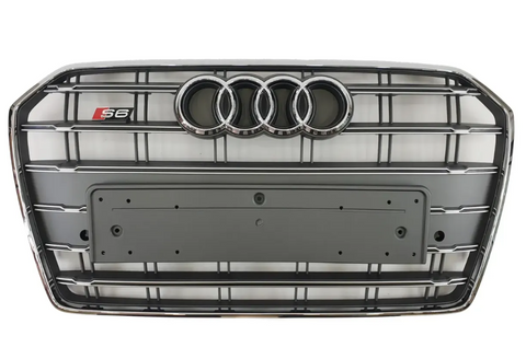 Решітка радіатора на Audi A6 C7 (Стиль S-Line S6) Сіра з хромом A6-S172 фото