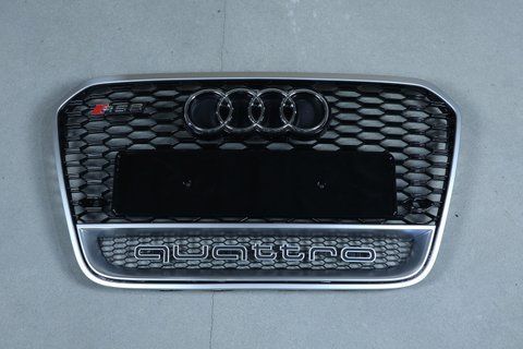 Решетка радиатора на Audi A6 C7 (Стиль RS6 Quattro) Черная с серым A6-RS137 фото