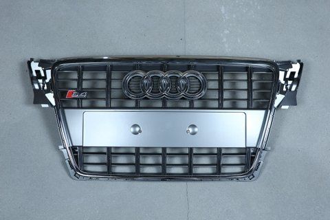 _Решетка радиатора на Audi A4 B8 (Стиль S4) Серая с хромом A4-S102 фото
