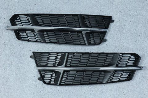 Решітки переднього бампера на Audi A6 C7 (Стиль S-Line S6) Чорні з хромом A6-S0163 фото