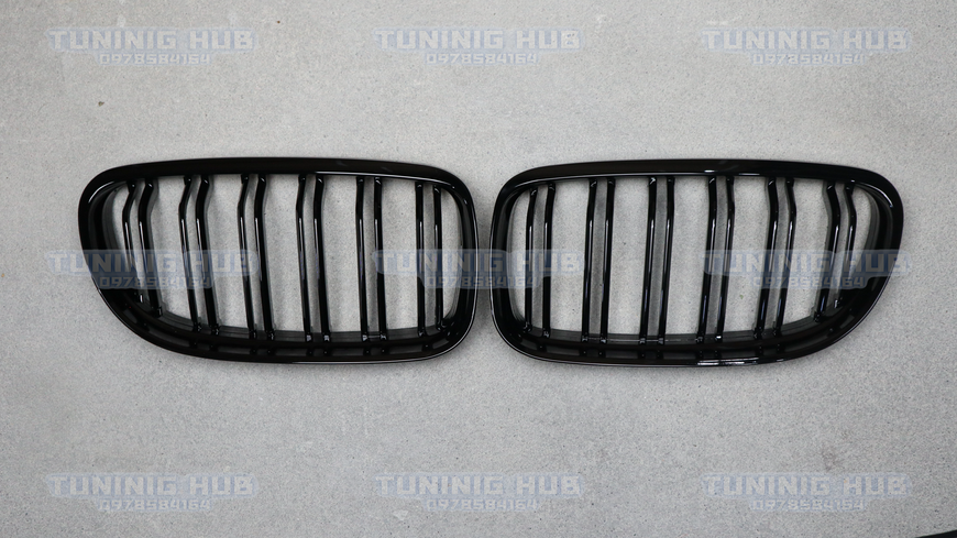 Решетка радиатора ноздри BMW E90 E91 Двойные Черный Глянец (2008-2012) 1496 фото
