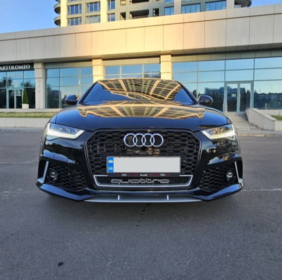 Решітка радіатора на Audi A6 C7 (Стиль RS6 Quattro) Чорна з хромом A6-RS172 фото