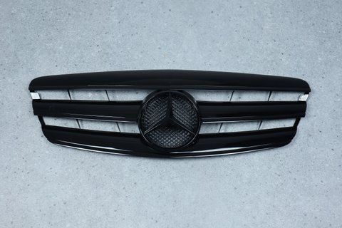 Решетка радиатора на Mercedes S-Class W221 (Стиль CL) Черная  MB-W221065 фото