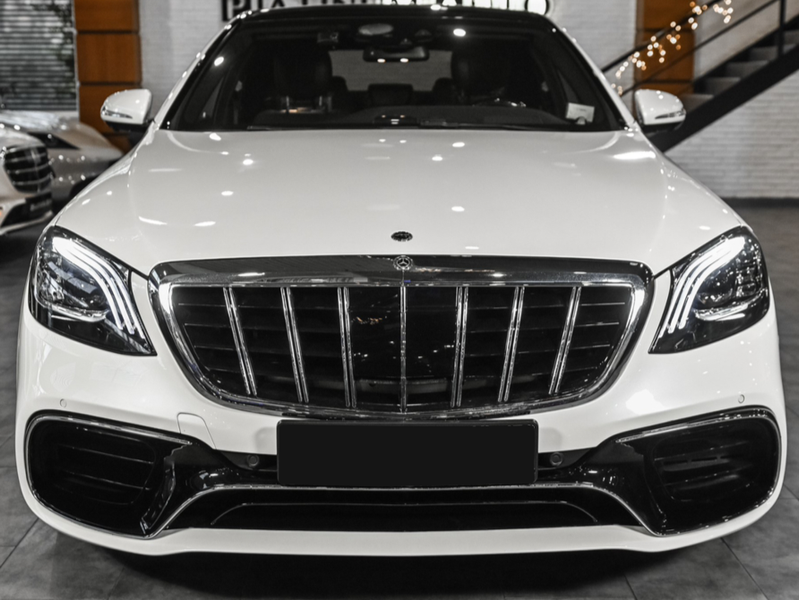 Решетка радиатора на Mercedes S-Class W222 (Стиль GT) Черная с хромом под Night Vision MB-W222143 фото