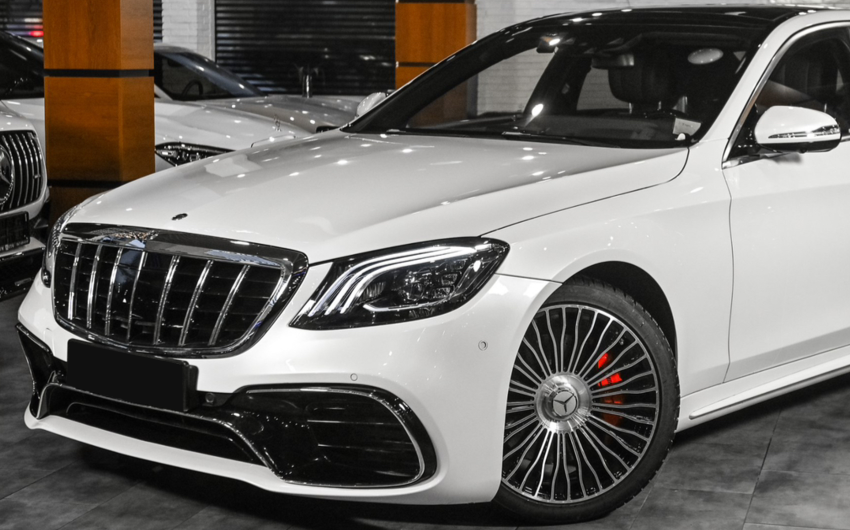 Решетка радиатора на Mercedes S-Class W222 (Стиль GT) Черная с хромом под Night Vision MB-W222143 фото