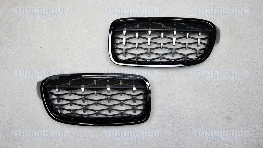 Решетка радиатора ноздри BMW F30 F31 Diamond Черный с Хромом (2012-2018) 8007-2 фото