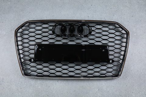 Решітка радіатора на Audi A6 C7 (Стиль RS6) Чорна з хромом A6-RS176 фото