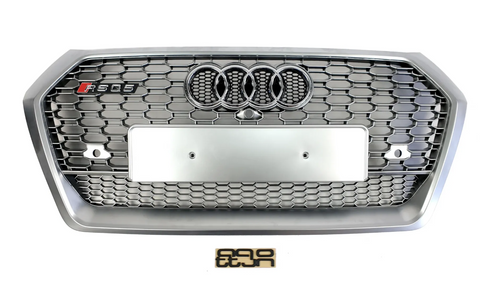 Решітка радіатора на Audi Q5 80A (Стиль RSQ5) (Quattro) Сіра Q5-RS174 фото