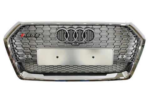 Решітка радіатора на Audi Q5 80A (Стиль RSQ5) (Quattro) Сіра з хромом Q5-RS172 фото