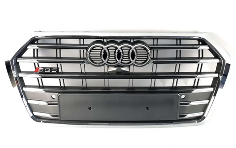 Решітка радіатора на Audi Q5 80A (Стиль S-Line SQ5) Сіра з хромом Q5-S175 фото