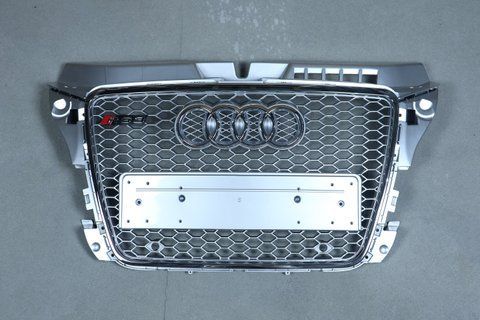 Решітка радіатора на Audi A3 8P (Стиль RS) Сіра з хромом A3-RS103 фото