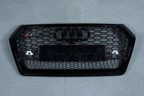 Решітка радіатора на Audi Q5 80A (Стиль RSQ5) (Quattro) Чорний глянець Q5-RS173 фото