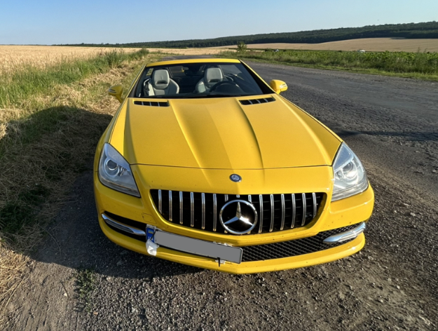 Решітка радіатора на Mercedes SLK-Class R172 (Стиль GT) Чорна з хромом MB-R172121 фото