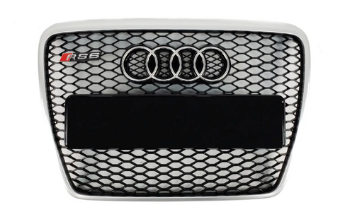 Решетка радиатора на Audi A6 C6 (Стиль RS6) Черная с серым A6-RS105 фото