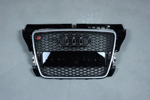 Решітка радіатора на Audi A3 8P (Стиль RS) Чорна з сірим A3-RS104 фото