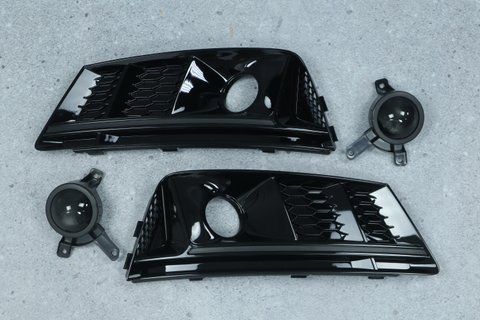 Решетки переднего бампера на Audi A4 B9 Черный глянец под радары A4-S0152 фото