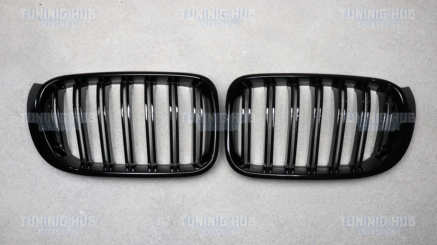 Решітка радіатора ніздрі BMW  X3 F25 LCI X4 F26 Подвійні Чорний глянець (2014-2017)  594 фото