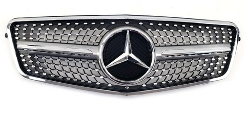Решітка радіатора на Mercedes E-class W212 (Стиль Diamond) Сіра з хромом MB-W212082 фото