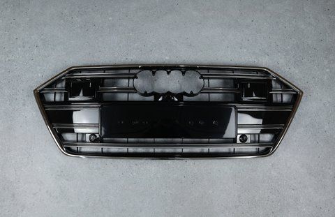 Решітка радіатора на Audi A7 C8 (Стиль S7) Чорна з сірим під камеру та радари A7-S7C8195 фото