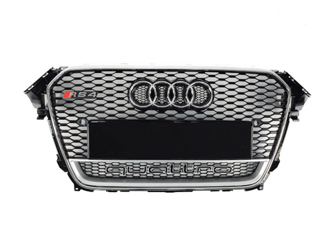 Решетка радиатора на Audi A4 B8 (Стиль RS4) Черная с хромом A4-RS136 фото